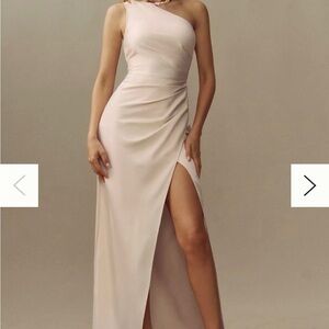 BHLDN One-Shoulder Cream Gown